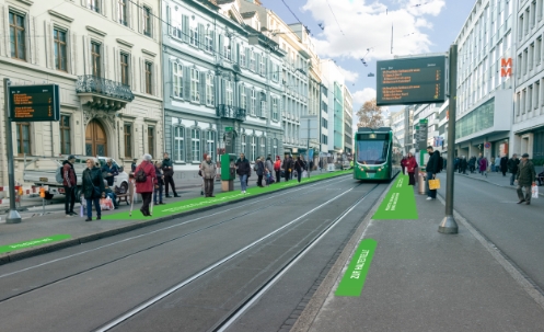 #caption1 Praxistest des Bau- und Verkehrsdepartements mit Einfachhaltestellen