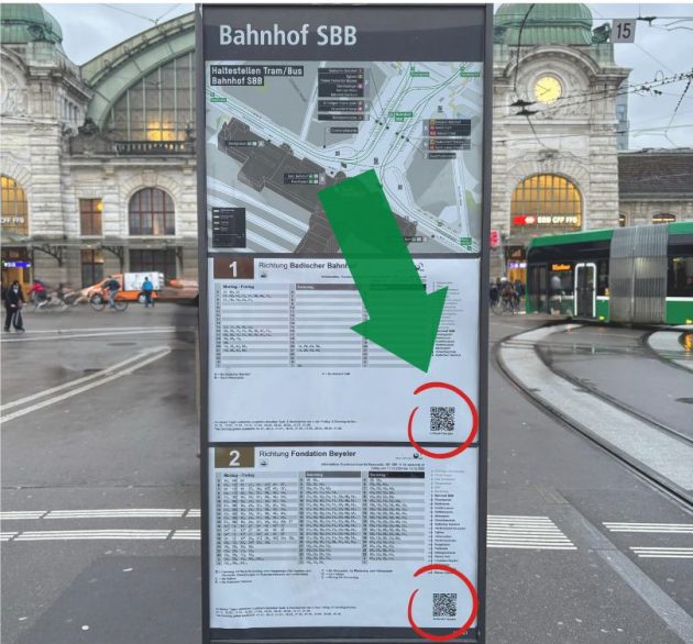 Aktuelle Abfahrtszeiten via QR-Code